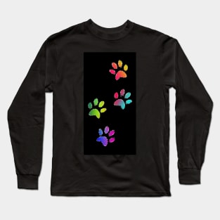 Neon colors dog's paws cat's paws Long Sleeve T-Shirt